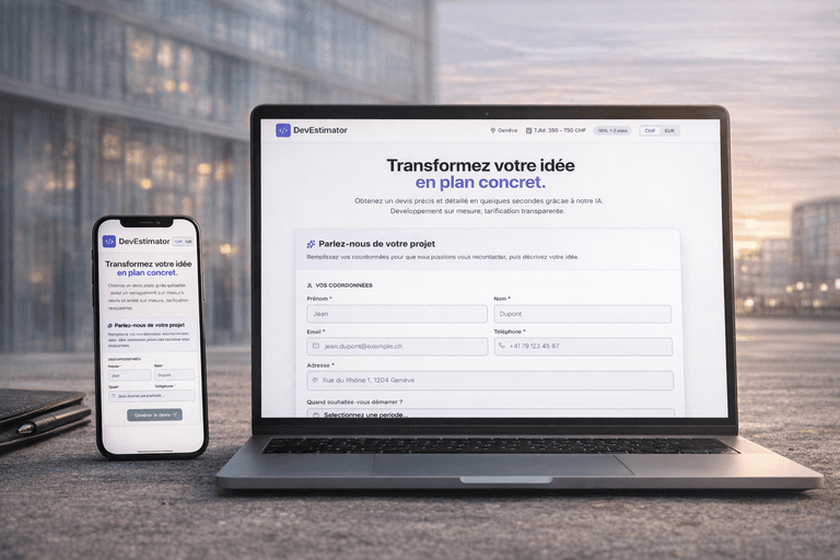 Application SmartEstimate — estimateur de devis intelligent pour projets web